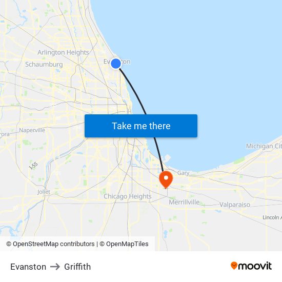 Evanston to Evanston map