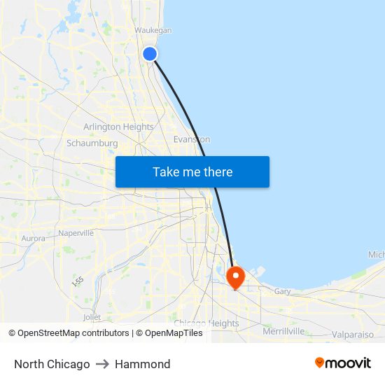 North Chicago to North Chicago map
