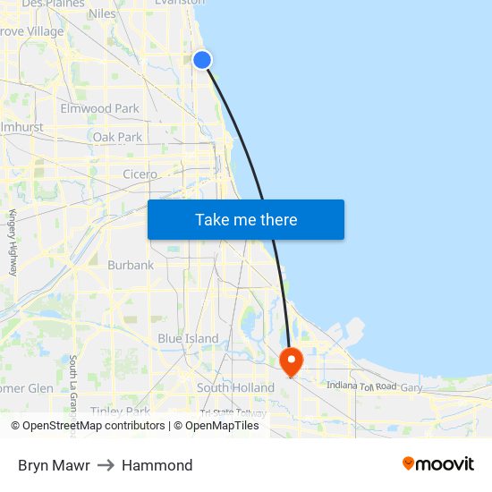 Bryn Mawr to Hammond map