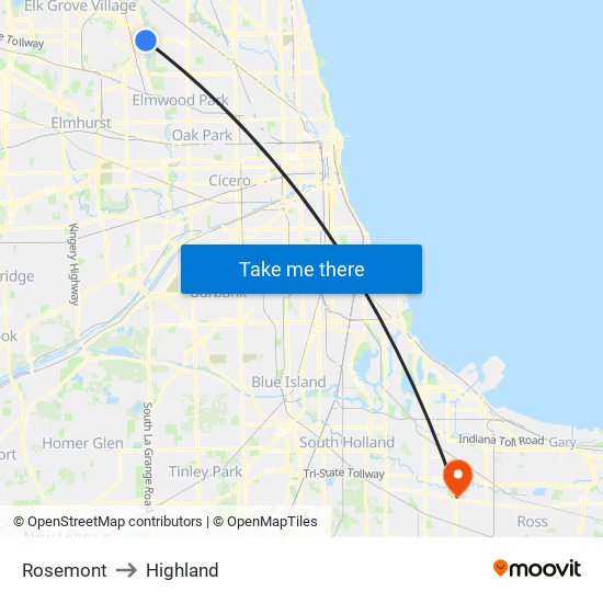 Rosemont to Highland map