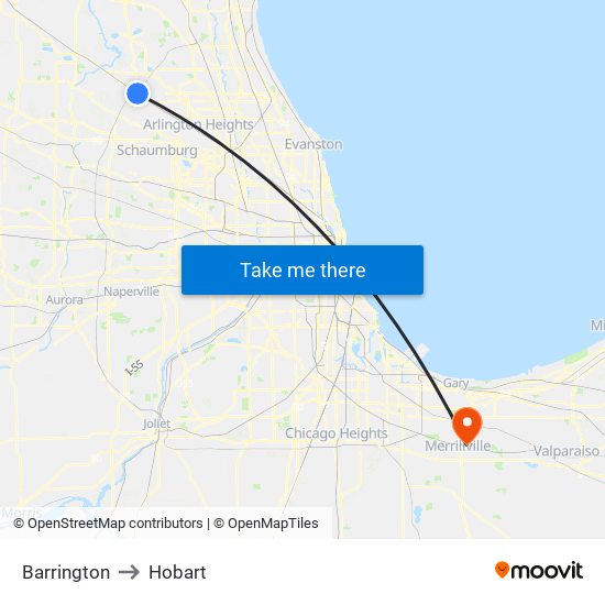 Barrington to Hobart map