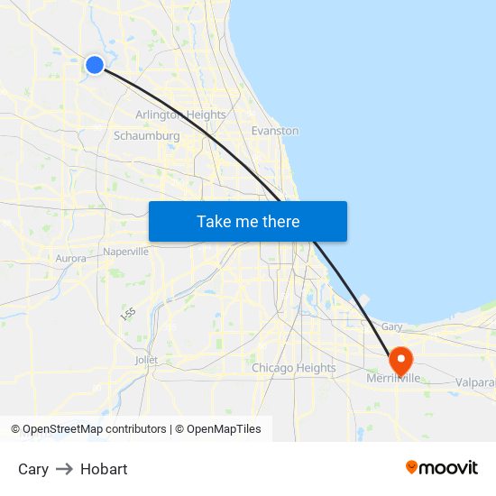 Cary to Hobart map