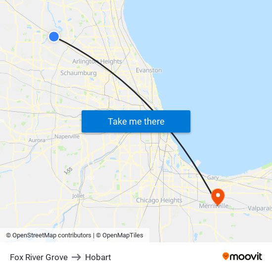 Fox River Grove to Hobart map