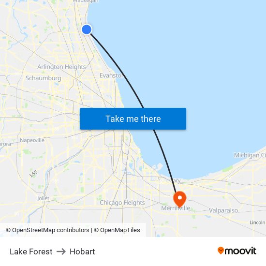 Lake Forest to Hobart map