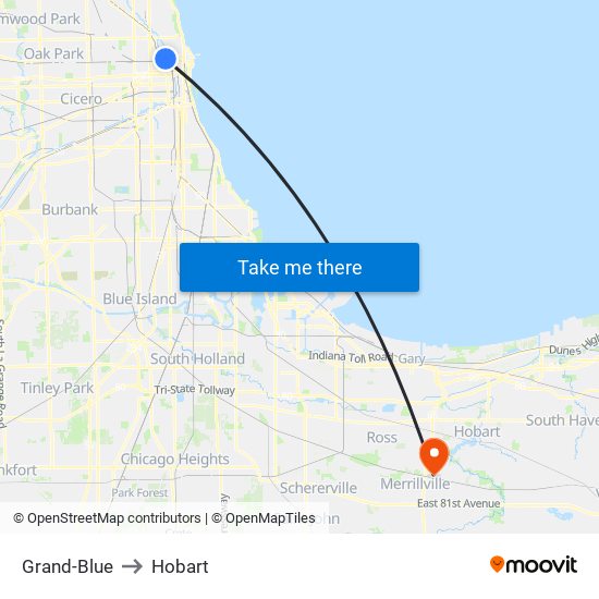 Grand-Blue to Hobart map