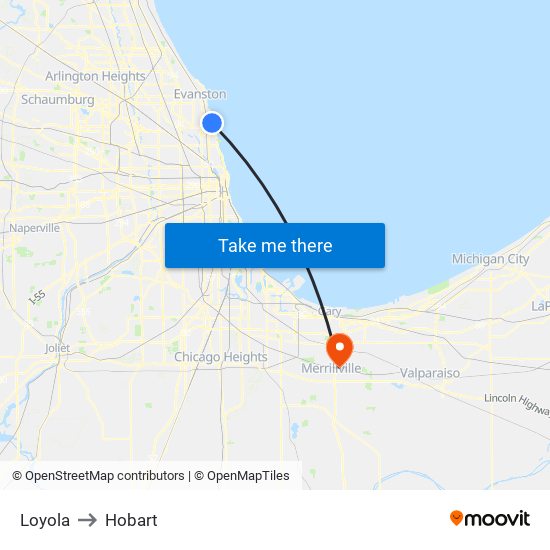 Loyola to Hobart map