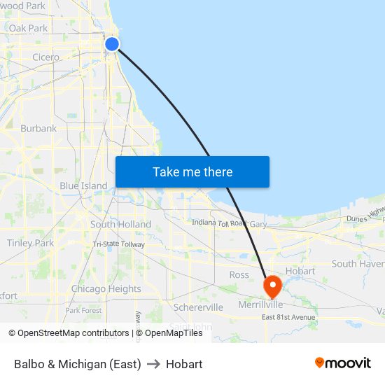 Balbo & Michigan (East) to Hobart map