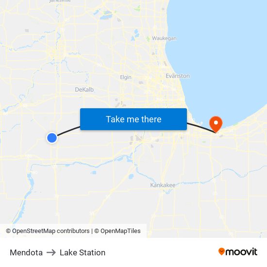 Mendota to Lake Station map