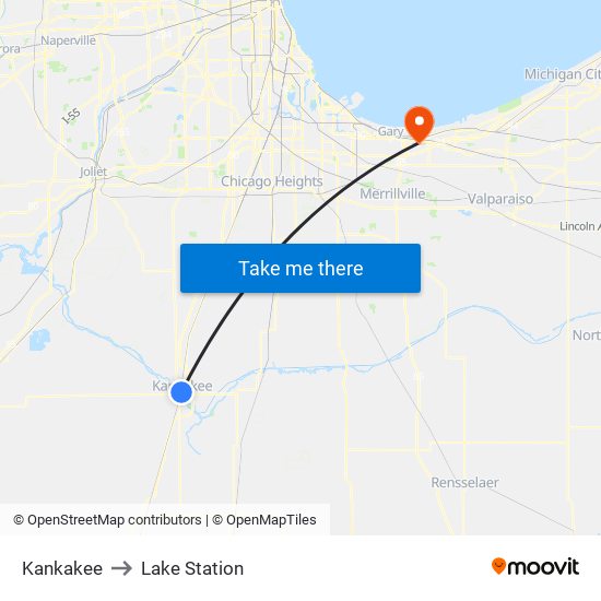 Kankakee to Lake Station map