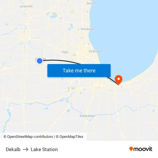 Dekalb to Lake Station map