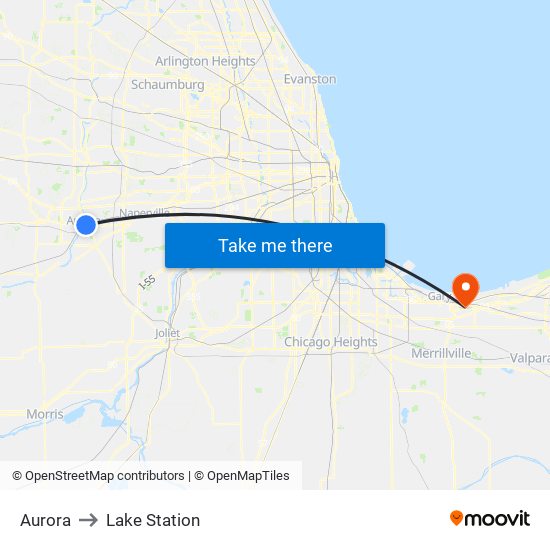 Aurora to Lake Station map