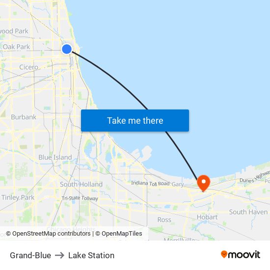 Grand-Blue to Lake Station map