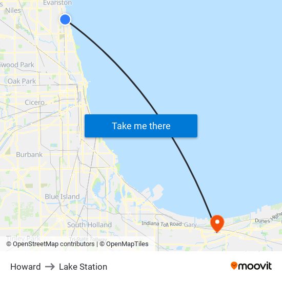 Howard to Lake Station map