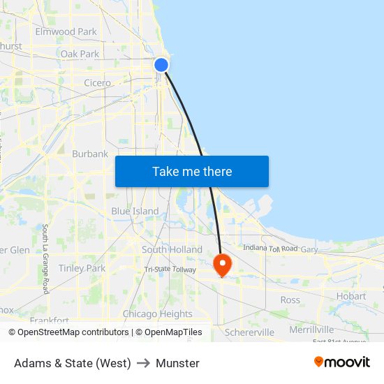 Adams & State (West) to Munster map