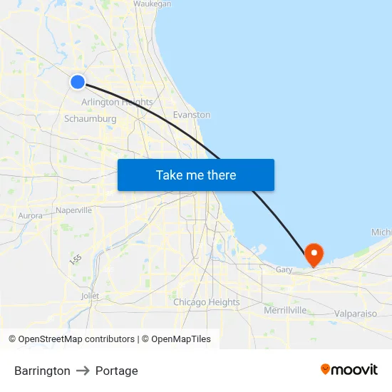Barrington to Portage map