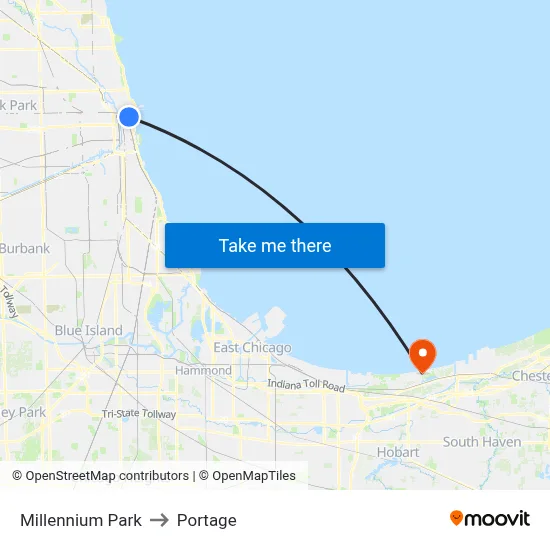 Millennium Park to Portage map