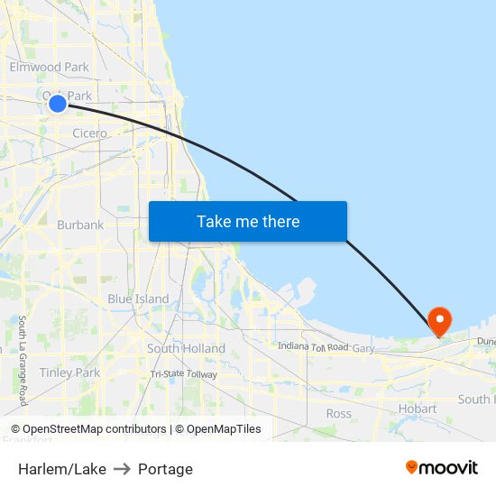 Harlem/Lake to Portage map