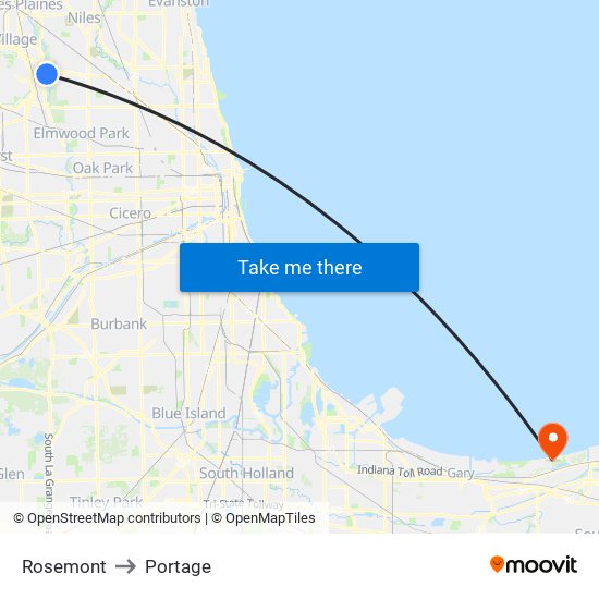 Rosemont to Portage map