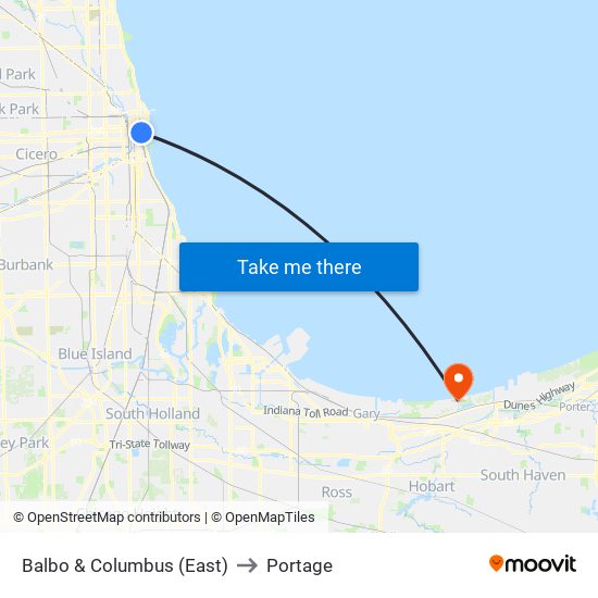 Balbo & Columbus (East) to Portage map