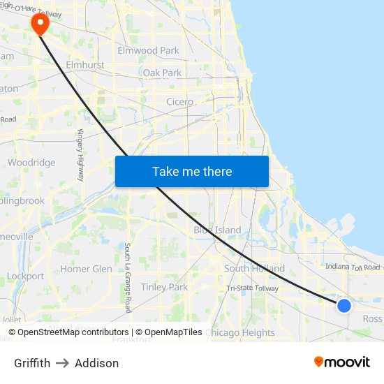 Griffith to Addison map