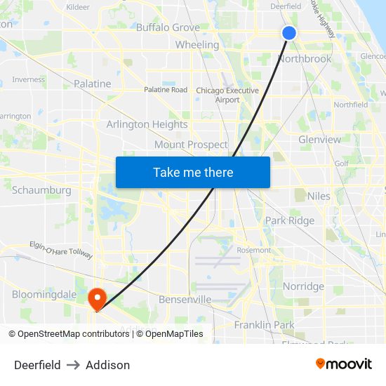 Deerfield to Addison map