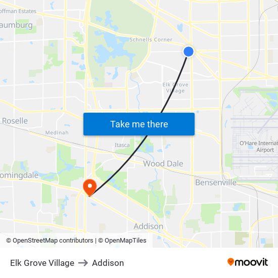 Elk Grove Village to Addison map