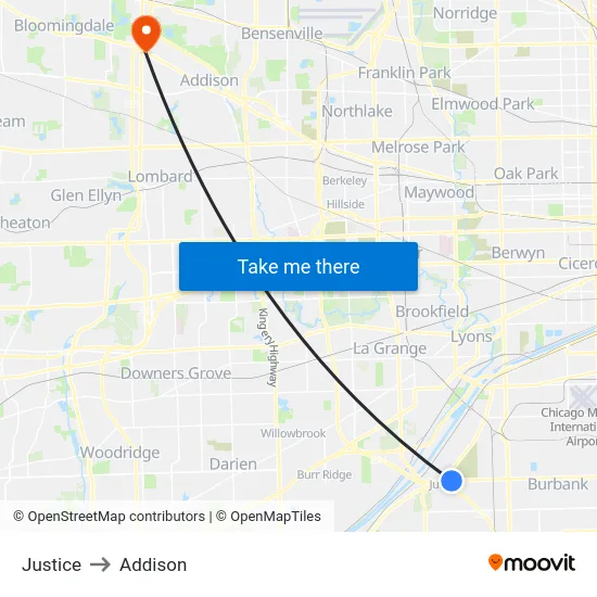Justice to Addison map