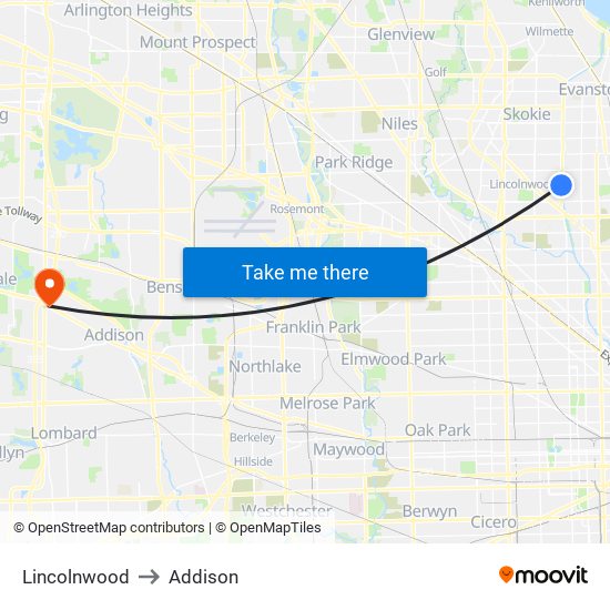 Lincolnwood to Lincolnwood map
