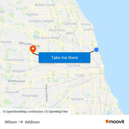 Wilson to Addison map