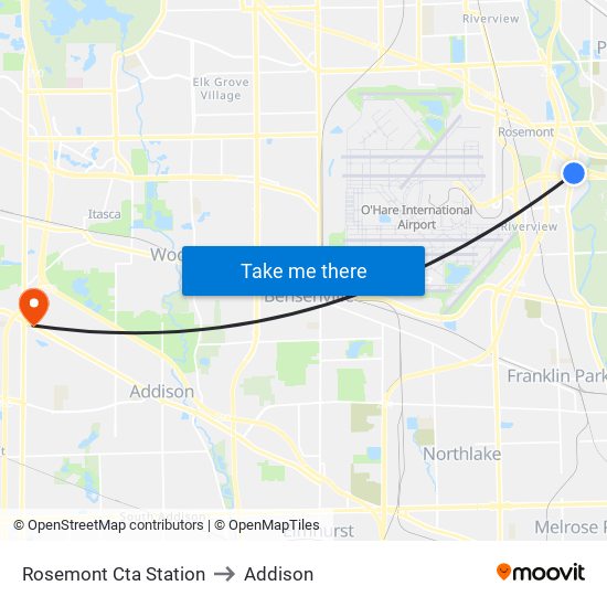 Rosemont Cta Station to Addison map