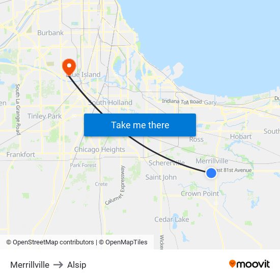 Merrillville to Merrillville map