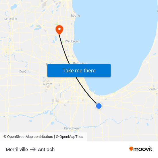 Merrillville to Antioch map