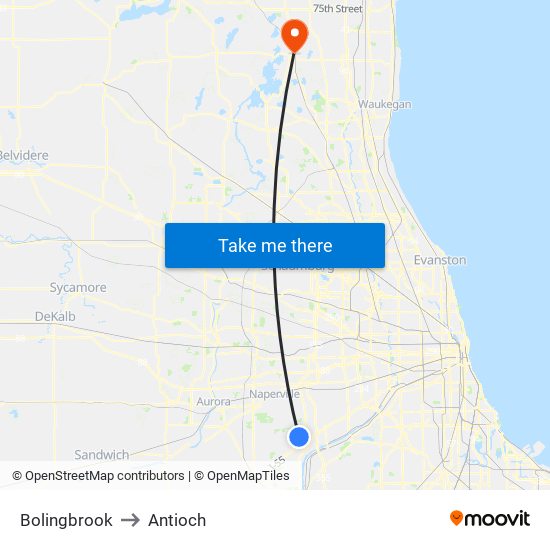 Bolingbrook to Antioch map