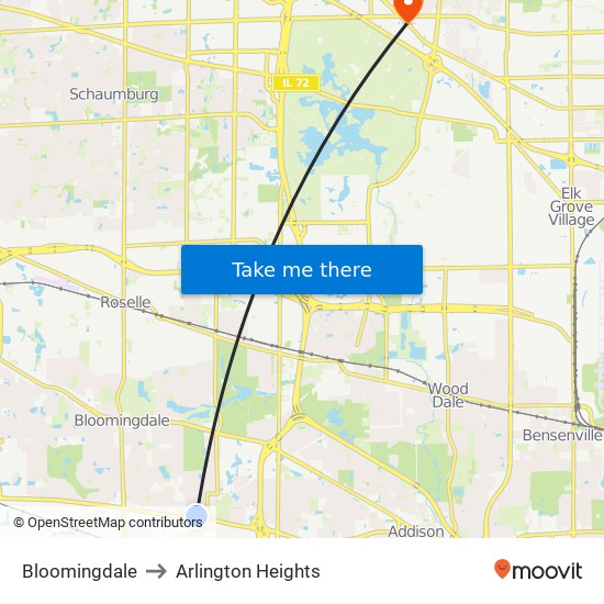 Bloomingdale to Arlington Heights map