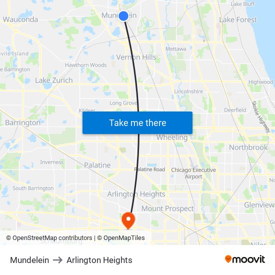 Mundelein to Arlington Heights map