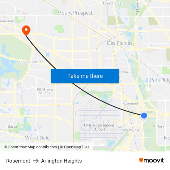 Rosemont to Arlington Heights map