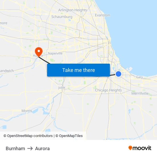 Burnham to Aurora map