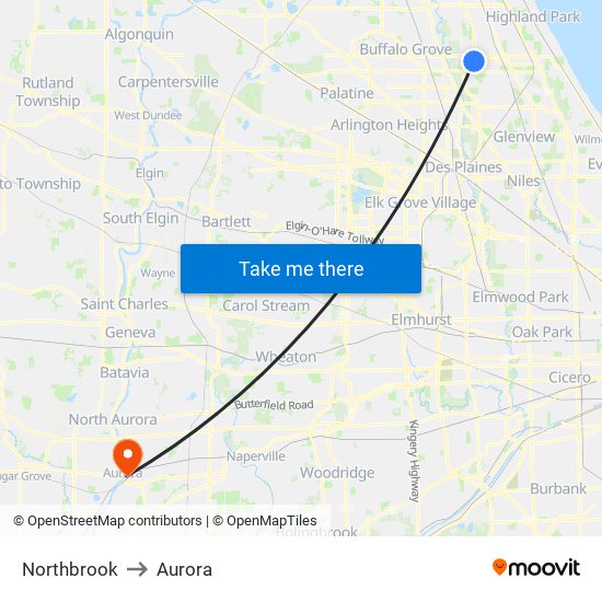 Northbrook to Northbrook map