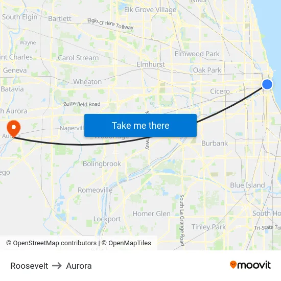 Roosevelt to Aurora map
