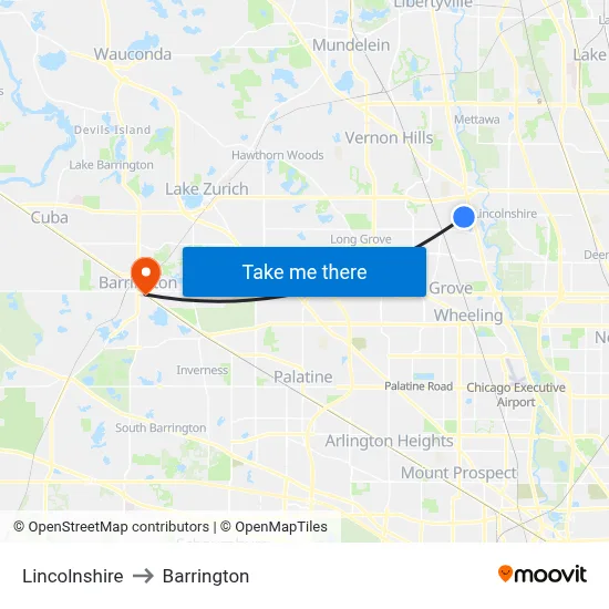 Lincolnshire to Barrington map