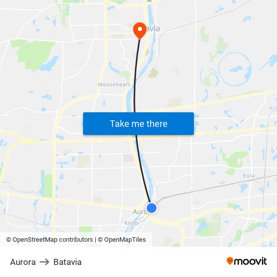 Aurora to Batavia map