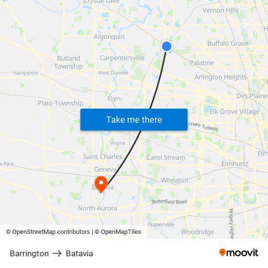Barrington to Batavia map