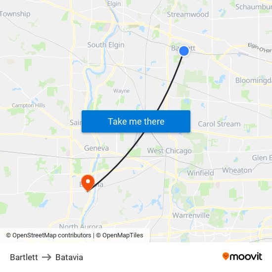 Bartlett to Batavia map