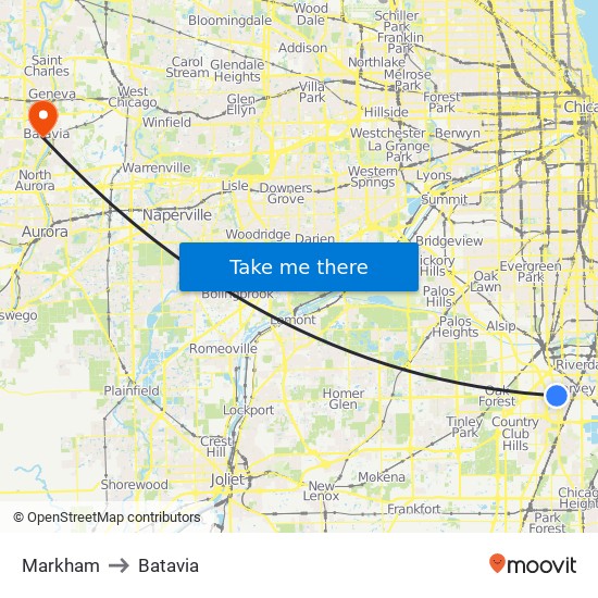 Markham to Batavia map