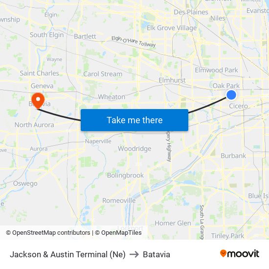 Jackson & Austin Terminal (Ne) to Batavia map