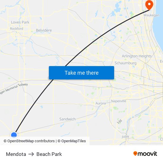 Mendota to Beach Park map