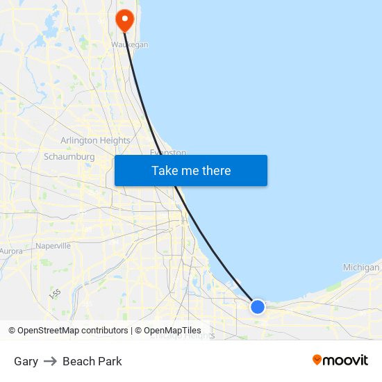 Gary to Beach Park map