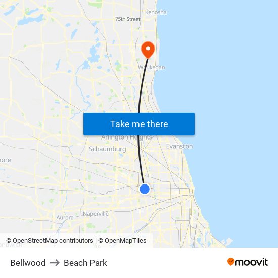 Bellwood to Beach Park map