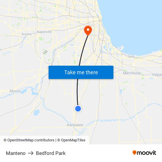 Manteno to Bedford Park map