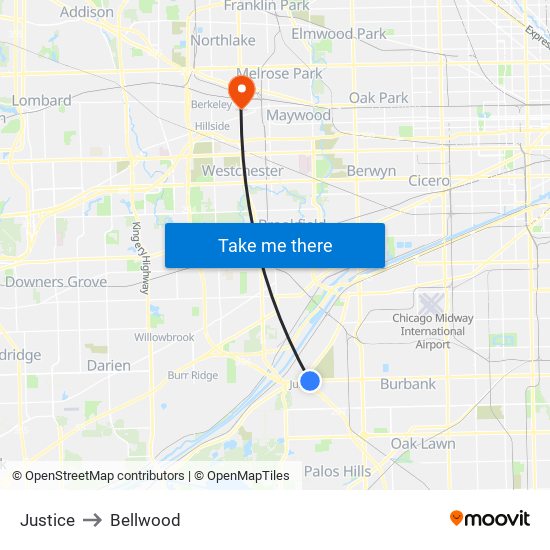 Justice to Bellwood map